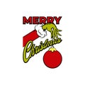 Grinch hand in Merry Christmas postcard Clipart