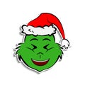 Grinch in mockery emoji sticker style icon