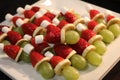 Grinch Santa hats fruit hors d`oeuvres