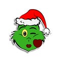 Grinch in send a kiss emoji sticker style icon