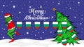 Grinch steals national flag of Bulgaria illustration. Green Ogre in Christmas poster