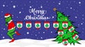 Grinch steals national flag of Lebanon illustration. Green Ogre in Christmas poster