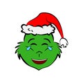 Grinch in tears of happiness emoji icon