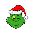 Grinch in wink emoji icon Royalty Free Stock Photo