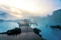 Grindavik, Iceland - 01.18.2020 : Blue Lagoon next to Reykjavik with people bathing in this natural hot spring . Royalty Free Stock Photo