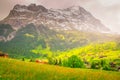 Grindelwald alpine village near Interlaken in the canton of Bern, Swiss alps