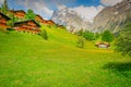 Grindelwald alpine village near Interlaken in the canton of Bern, Swiss alps