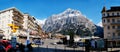 Old Town with Swiss style houses on a foreground at 29 march 2017 Grindelwald,