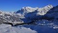 Grindelwald in winter and ski slopes Royalty Free Stock Photo