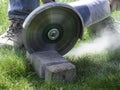 grinder worker cuts a stone the electric tool Royalty Free Stock Photo