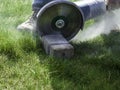 grinder worker cuts a stone the electric tool Royalty Free Stock Photo