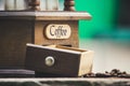 Grinders and coffee beans with blurry background Royalty Free Stock Photo