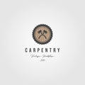 Grinding carpentry service logo with ax vintage retro illustration