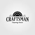 Grinding craftsman carpentry vintage retro logo design illustration