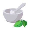 Grinding herbs bowl cartoon icon