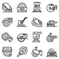 Grinding machine icons set, outline style Royalty Free Stock Photo