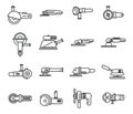 Grinding machine icons set outline vector. Build construct