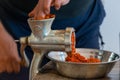 Grinding paprika for Ajvar