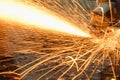 Grinding  sparks of tools on steel in factory Royalty Free Stock Photo