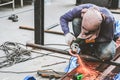 Grinding steel and Steel welding Royalty Free Stock Photo