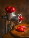 Grinding tomatoes Royalty Free Stock Photo