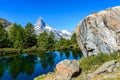 Grindjisee - beautiful lake with reflection of Matterhorn at Zermatt, Switzerland Royalty Free Stock Photo