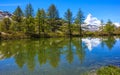 Grindjisee Lake with Matterhorn Reflection on the water, one of top five lakes destination around Matterhorn, Zermatt, Switzerland Royalty Free Stock Photo