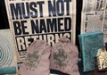 Gringotts bank bags with money, books and newspapers display in Making of Harry Potter, Warner Bros. Studio Tour, London, UK