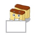 Grinning with board castella cake isolated in the cartoon