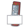 Grinning with board harmonica character cartoon style Royalty Free Stock Photo