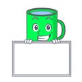 Grinning with board mug character cartoon style Royalty Free Stock Photo