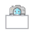 Grinning board photo camera character cartoon