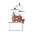 Grinning with board pirate ship isolated with the cartoon