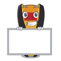 Grinning with board stud finder isolated with the character Royalty Free Stock Photo