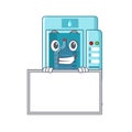 Grinning with board water vending machine in mascot shape