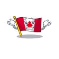 Grinning canadian flag fluttering on mascot pole