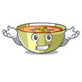 Grinning Cartoon lentil soup ready to served Royalty Free Stock Photo