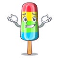 Grinning character beverage colorful ice cream stick
