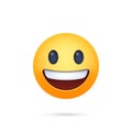 Grinning face with big eyes. Facebook emoji with shadow on a white background