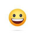 Grinning face. Facebook emoji with shadow on a white background