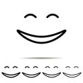 Grinning, face, with, smiling, eyes different shapes icon. Simple thin line, outline vector of emotion icons for UI and UX,