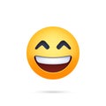 Grinning face with smiling eyes. Facebook emoji with shadow on a white background