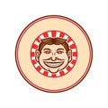 Grinning Funny Face Mascot Circle Retro Royalty Free Stock Photo