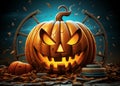 Grinning Jack o lantern pumpkin illustration