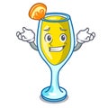 Grinning mimosa character cartoon style