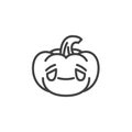 Grinning pumpkin face emoji line icon