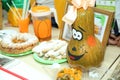 Grinning pumpkin photo. Scary halloween pumpkin stock images. Halloween pumpkin with spooky face . Creepy Halloween