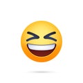 Grinning squinting face. Facebook emoji with shadow on a white background