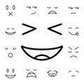 Grinning, squinting flat vector icon in emotions pack