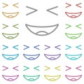 Grinning, squinting multi color icon. Simple thin line, outline vector of emotion icons for ui and ux, website or mobile